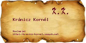 Kránicz Kornél névjegykártya