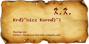 Kránicz Kornél névjegykártya